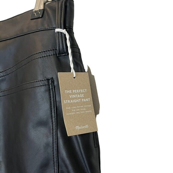 Madewell NWT Petite Perfect Vintage Jean Faux Leather Black Size 25P Straight - Picture 13 of 14